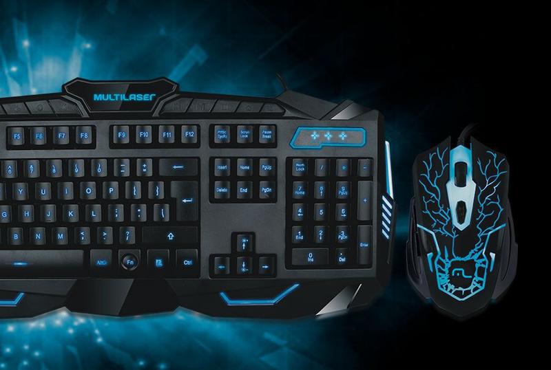 Kit Teclado e Mouse gamer Lightning TC195 USB LED de 3 cores
